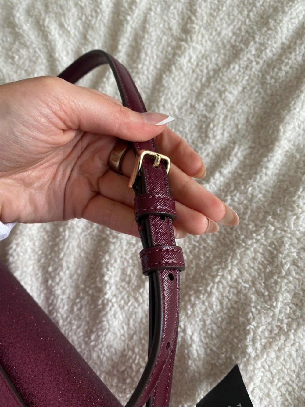 Kate Spade New York Glitter Shoulder Bag Deep Berry Tinsel NWT - Picture 6 of 9